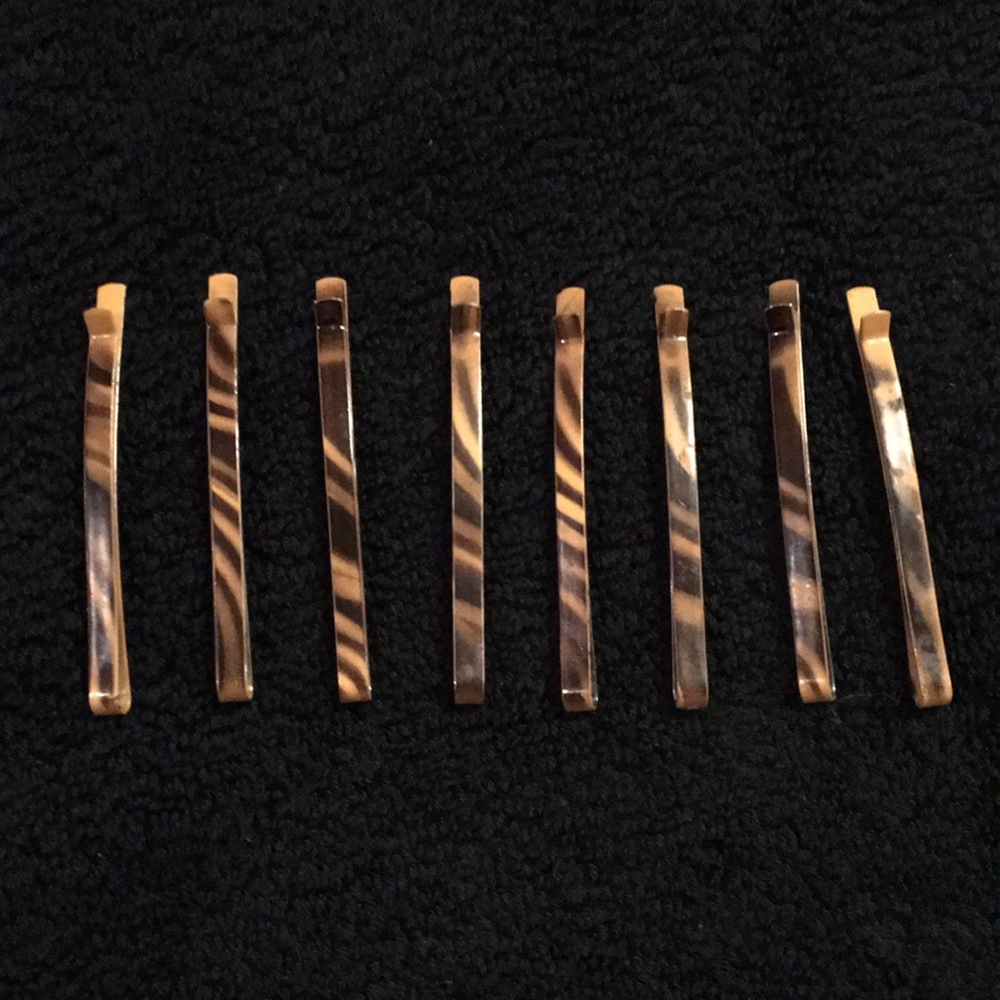 Vintage Brown Striped Hair Clips (8 pcs)